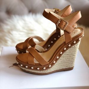 Jessica Simpson Espadrille Leather Wedge w/Pearls